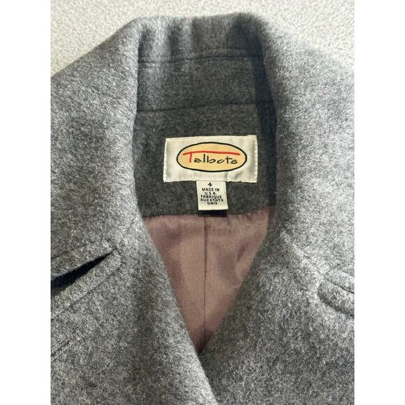 Talbots Sz 4 Classic Gray‎ 100% Wool Pea Coat Double Breasted Lined Neutral USA - Picture 10 of 10